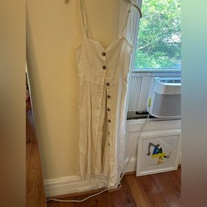 White linen button dress